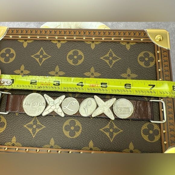 RARE Louis Vuitton Silver Brown Leather Removable Charm Bracelet - Picture 6 of 10